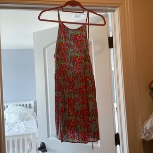 Pink flower dress with open tie back